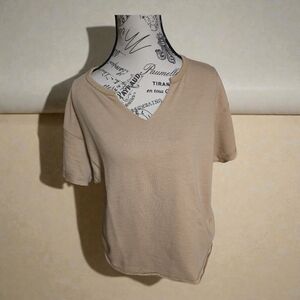 Casual Beige‎ V-Neck Women's Tee